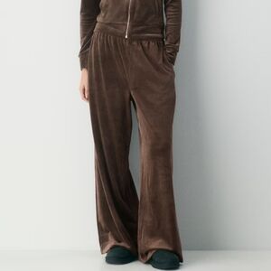 Cable & Gauge Brown Velour Women's Slip-On Lounge Pants Sz L